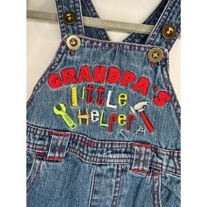 VTG Overalls Grandpas Little Helper Bibs Embroidered Tools Cre8ions 12m Denim